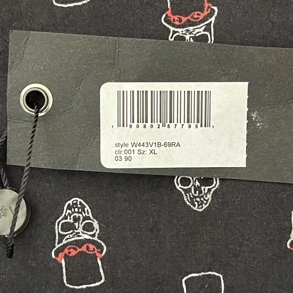 John Varvatos Skull in Top Hat Print Shirt - NWT - Picture 4 of 9